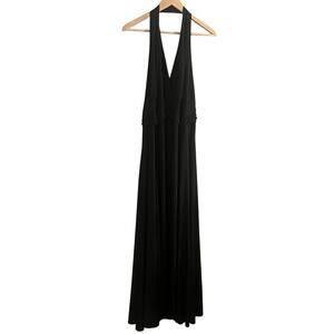Lane Bryant Seven Long Black Halter Evening Gown With Rouching below bust sz 18